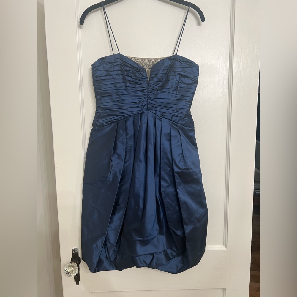 Badgley mischka navy rhinestone mesh bubble cocktail dress size 2 - Picture 1 of 9